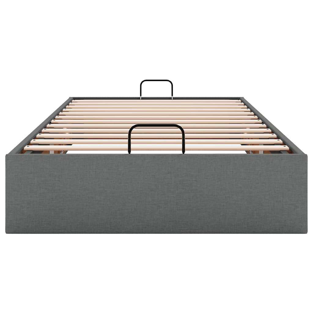 Cadre de lit ottoman sans matelas gris foncé 100x200 cm tissu - XIOS