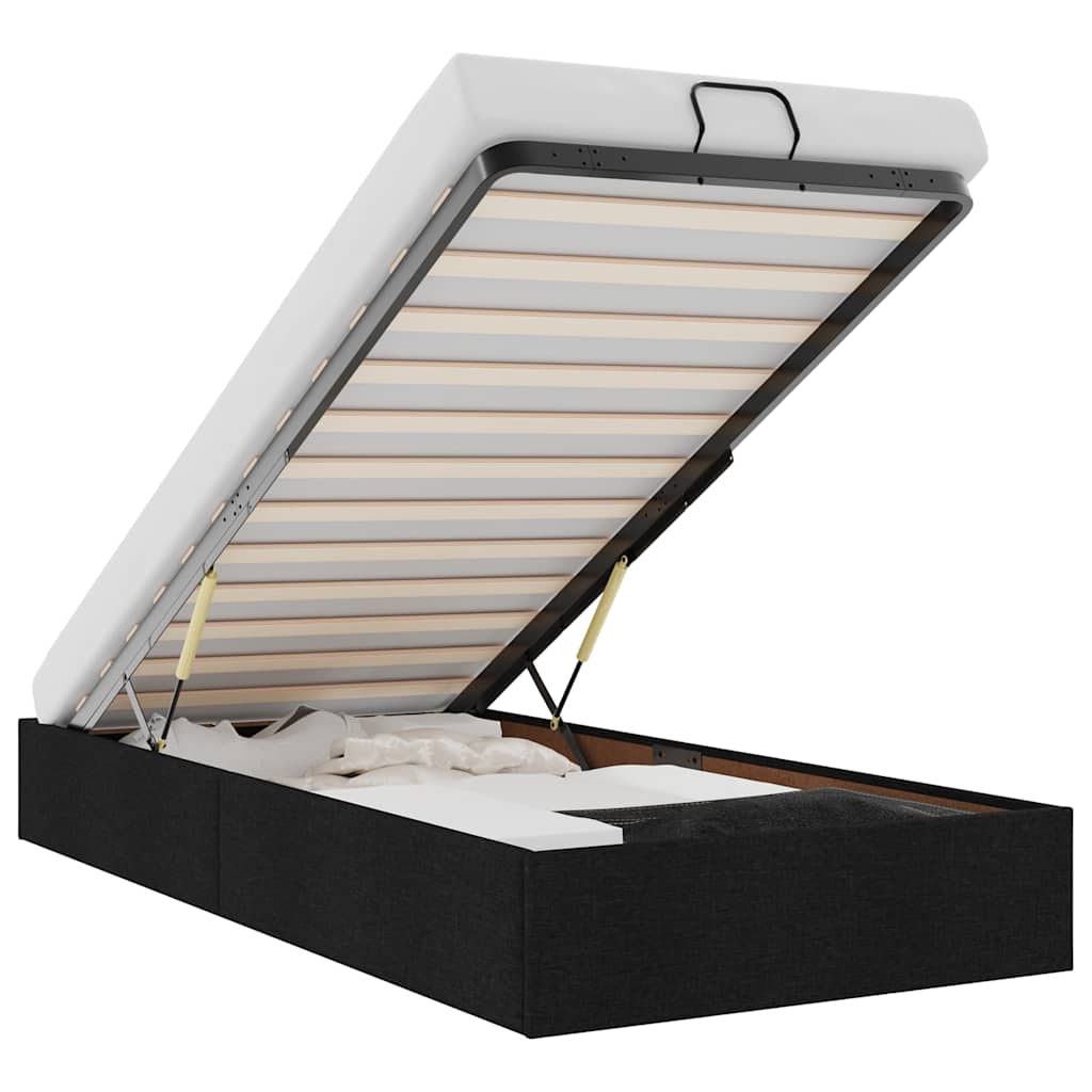 Cadre de lit ottoman sans matelas noir 100x200 cm tissu - XIOS