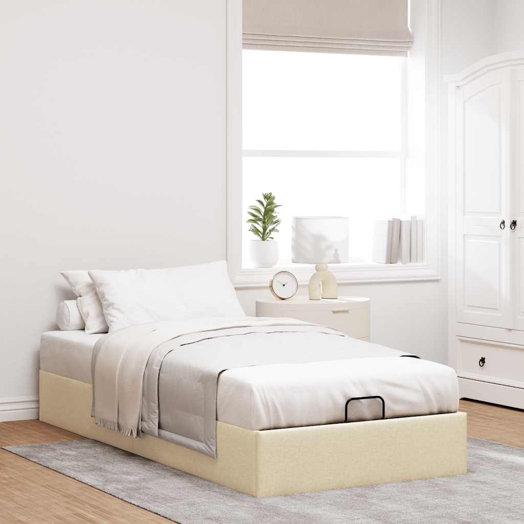 Cadre de lit ottoman sans matelas crème 100x200 cm tissu - XIOS