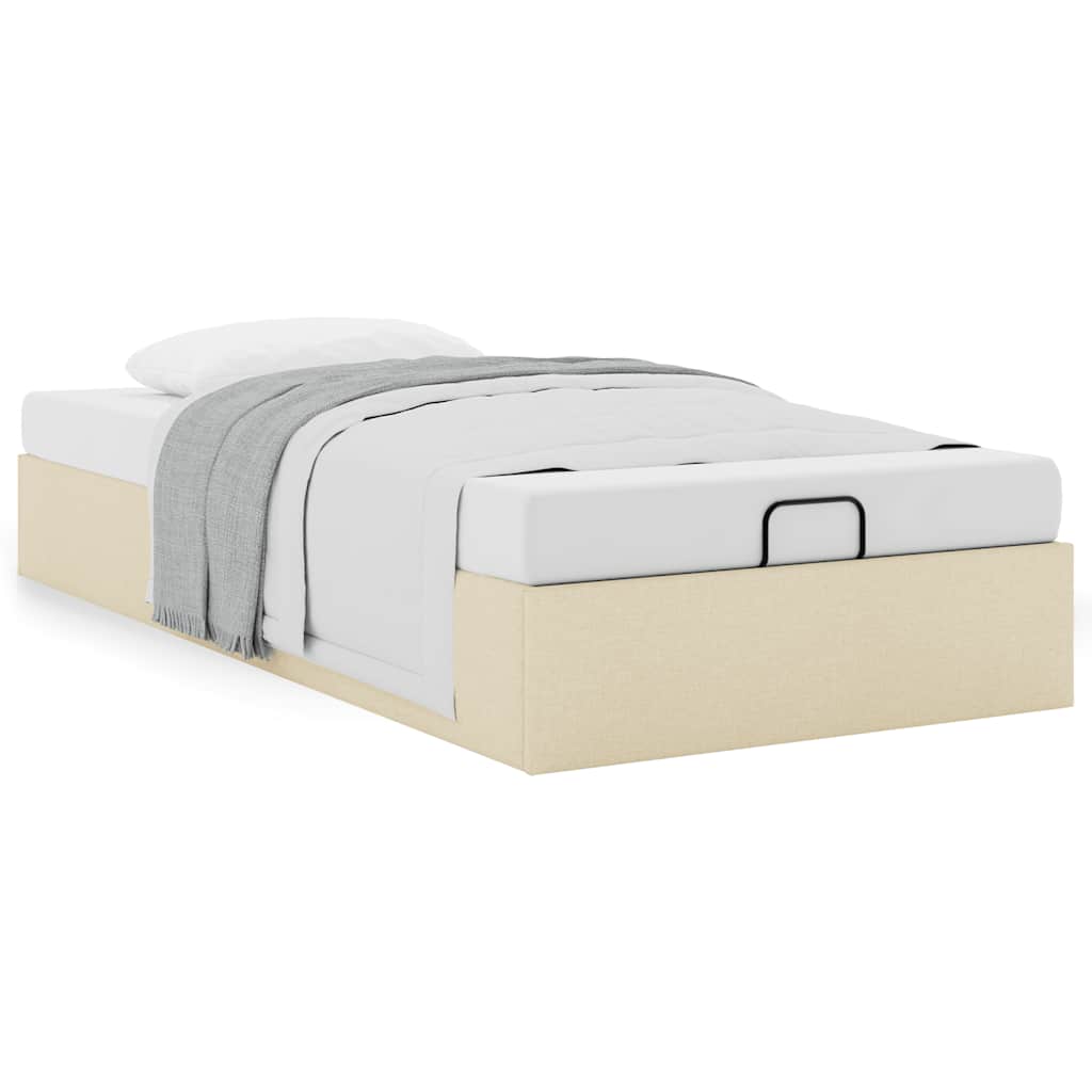Cadre de lit ottoman sans matelas crème 100x200 cm tissu - XIOS