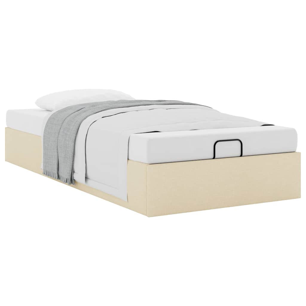 Cadre de lit ottoman sans matelas crème 100x200 cm tissu - XIOS