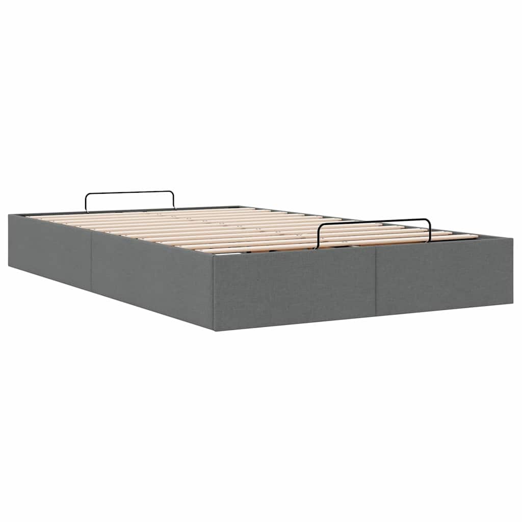 Cadre de lit ottoman sans matelas gris foncé 120x190 cm tissu - XIOS