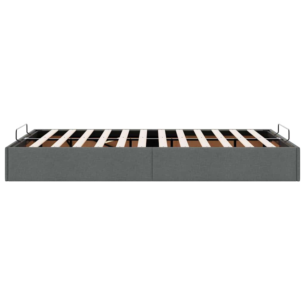 Cadre de lit ottoman sans matelas gris foncé 120x190 cm tissu - XIOS
