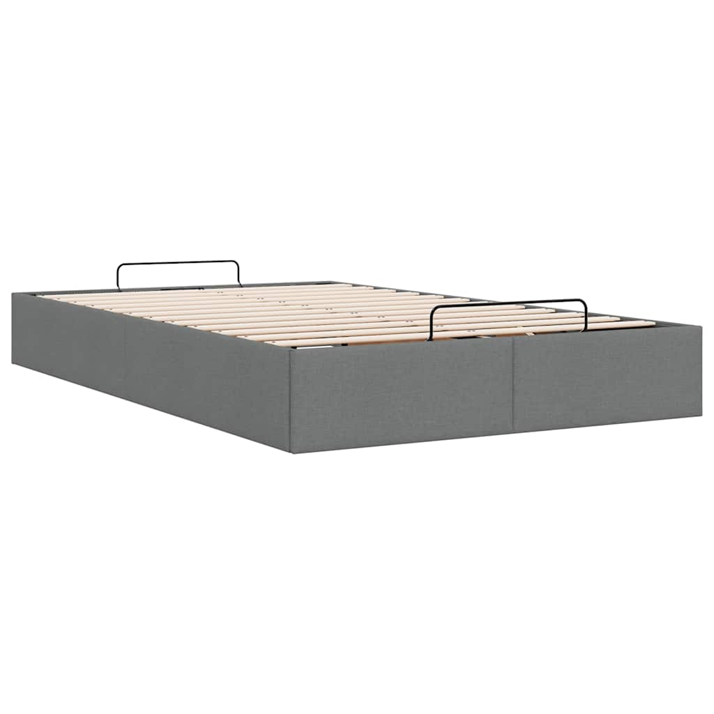 Cadre de lit ottoman sans matelas gris foncé 120x190 cm tissu - XIOS