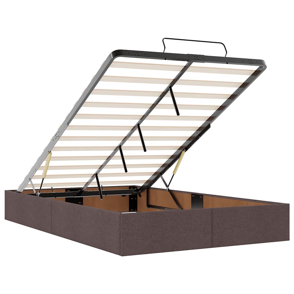 Cadre de lit ottoman sans matelas marron foncé 120x190 cm tissu - XIOS
