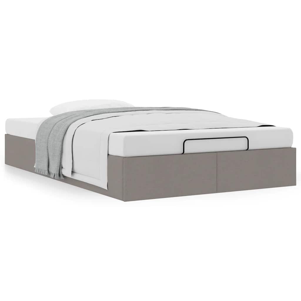 Cadre de lit ottoman sans matelas taupe 120x190 cm tissu - XIOS
