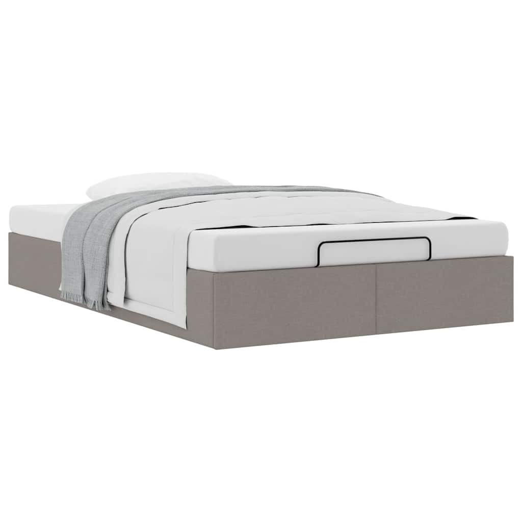 Cadre de lit ottoman sans matelas taupe 120x190 cm tissu - XIOS