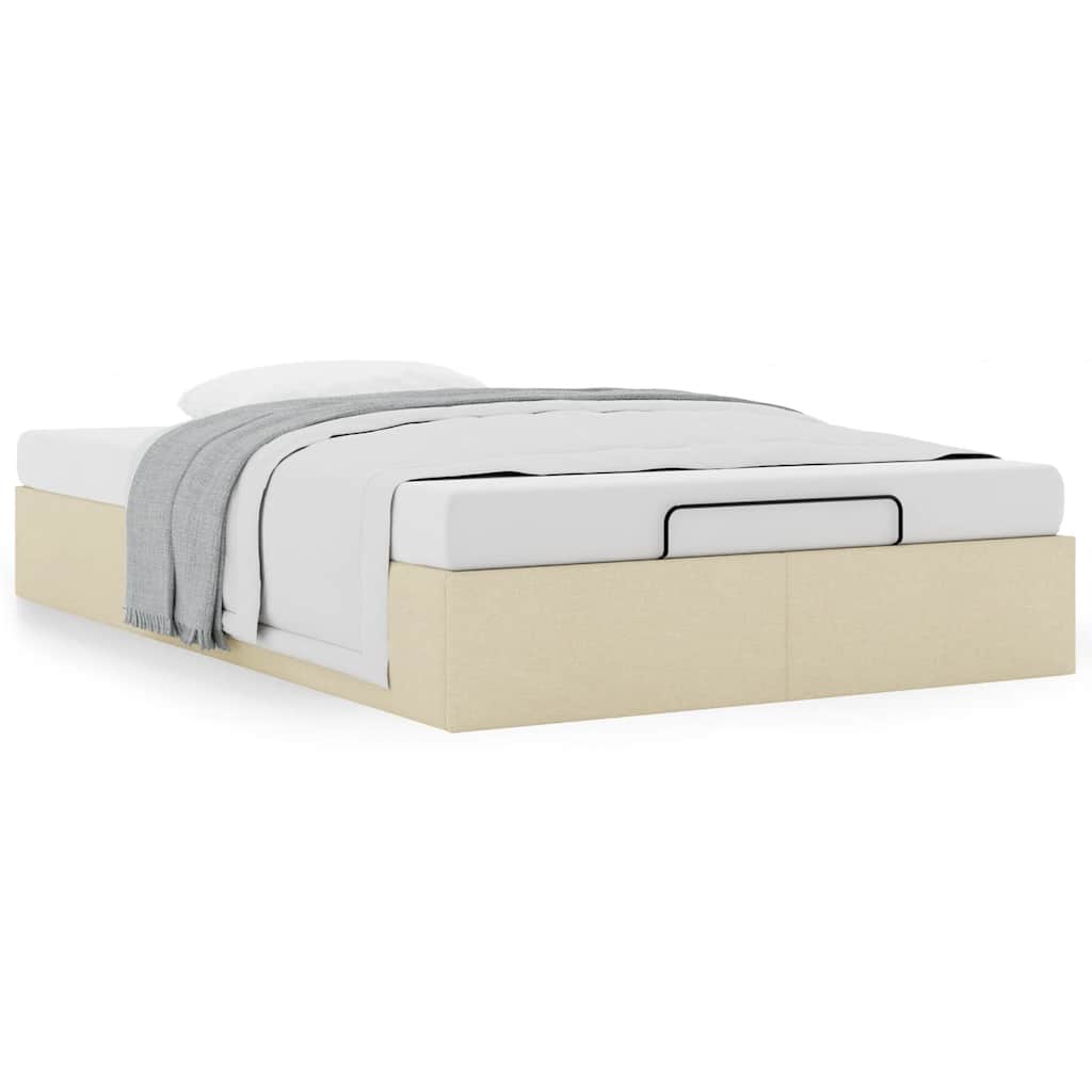 Cadre de lit ottoman sans matelas crème 120x190 cm tissu - XIOS