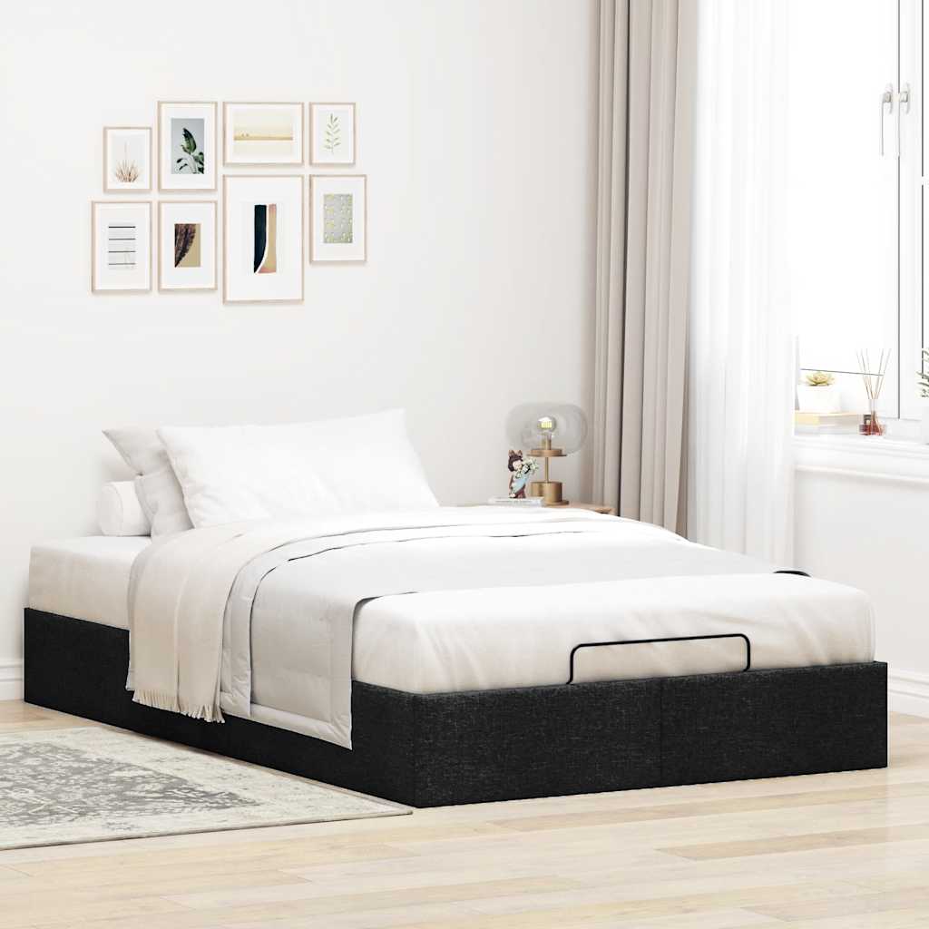 Cadre de lit ottoman sans matelas noir 120x200 cm tissu - XIOS