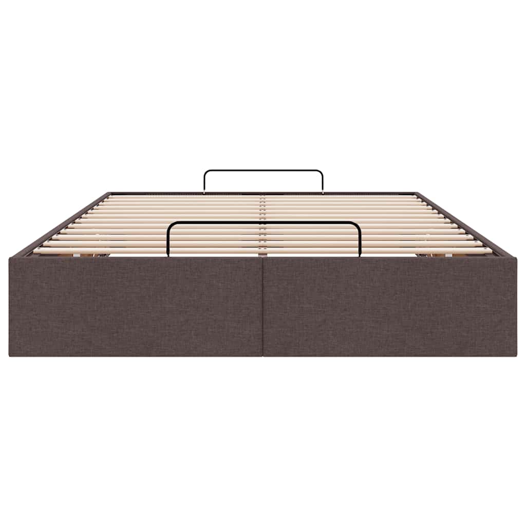 Cadre de lit ottoman sans matelas marron foncé 120x200 cm tissu