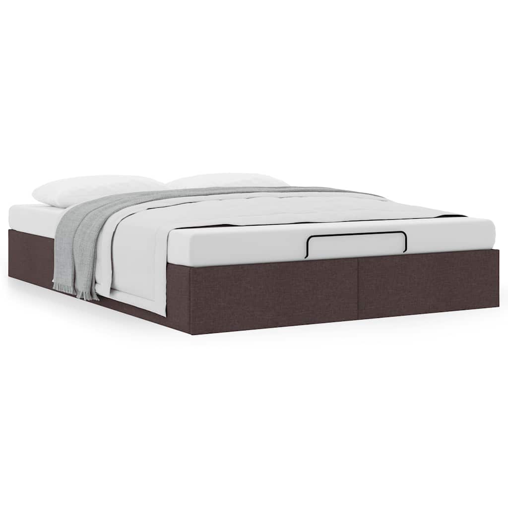 Cadre de lit ottoman sans matelas marron foncé 140x190 cm tissu - XIOS