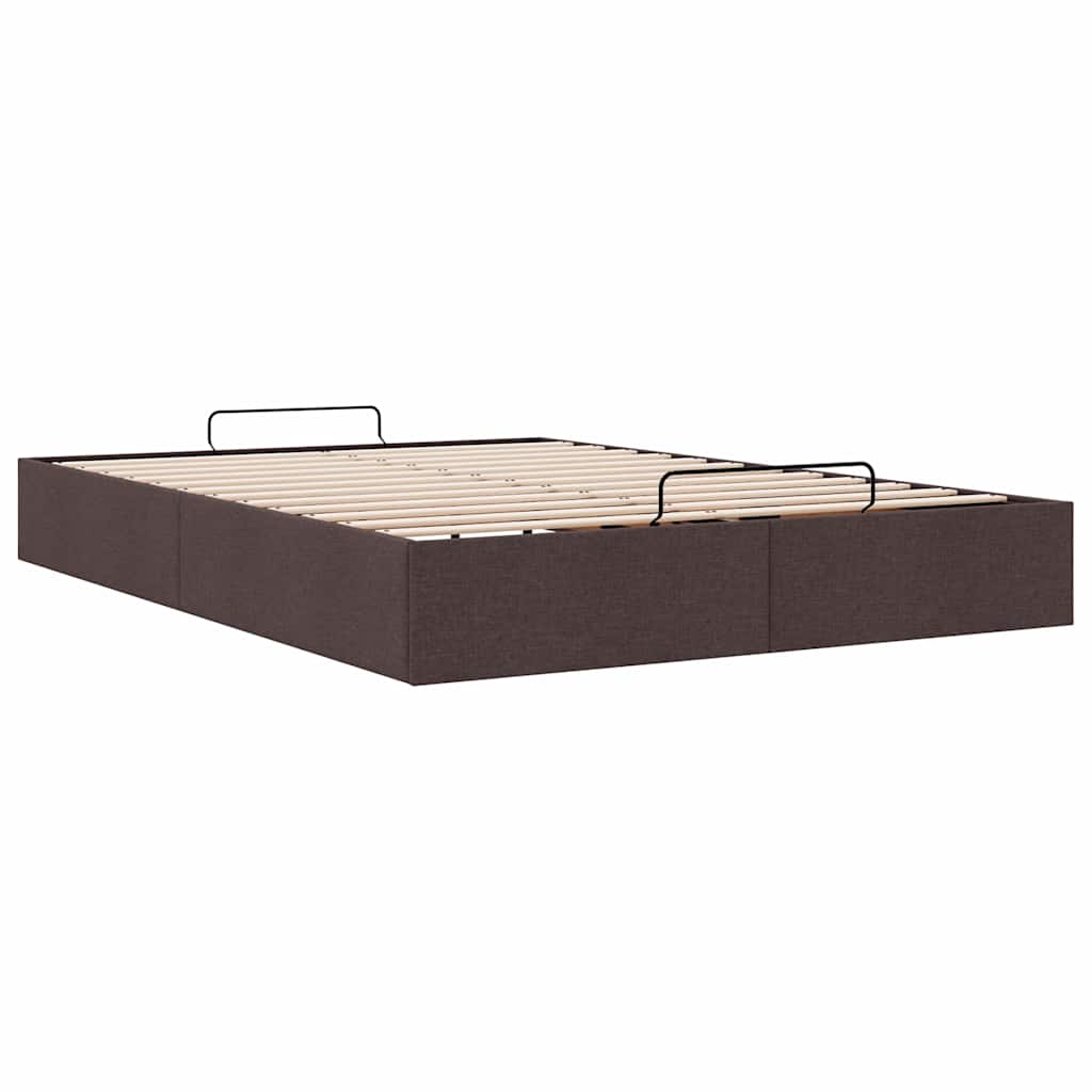 Cadre de lit ottoman sans matelas marron foncé 140x190 cm tissu - XIOS