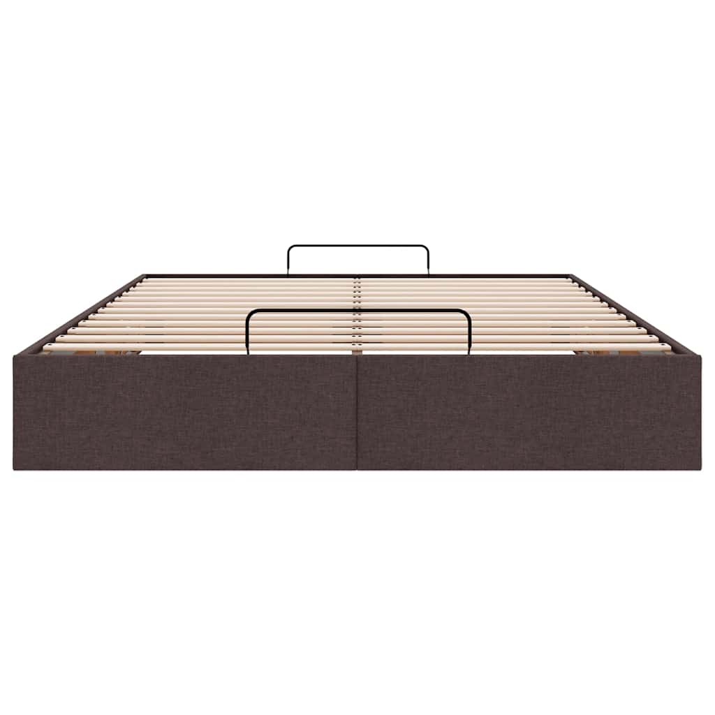Cadre de lit ottoman sans matelas marron foncé 140x190 cm tissu - XIOS