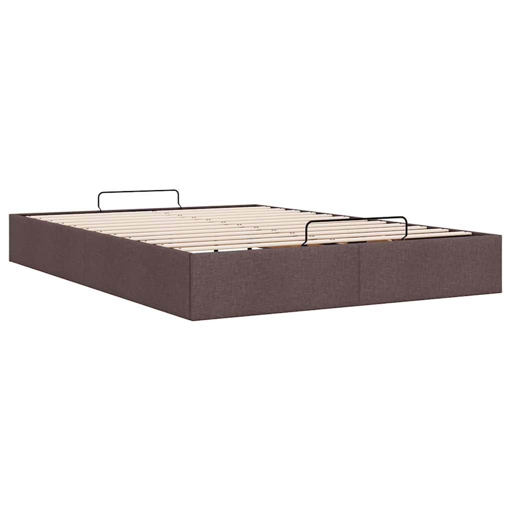 Cadre de lit ottoman sans matelas marron foncé 140x190 cm tissu - XIOS