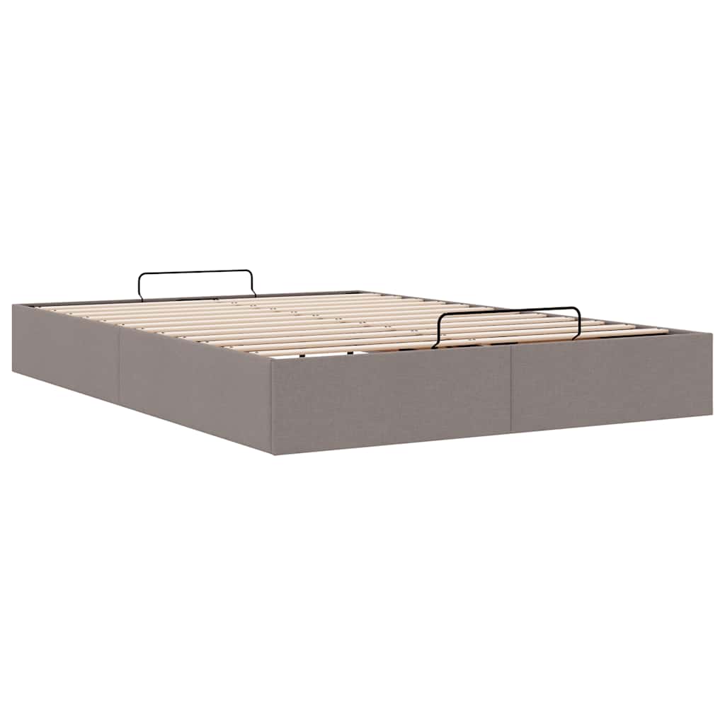 Cadre de lit ottoman sans matelas taupe 140x190 cm tissu - XIOS