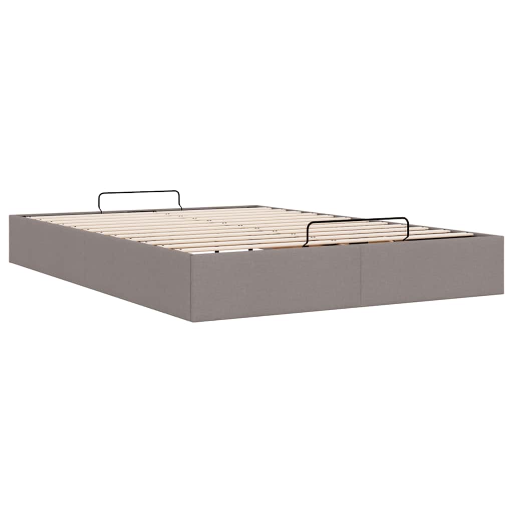 Cadre de lit ottoman sans matelas taupe 140x190 cm tissu - XIOS
