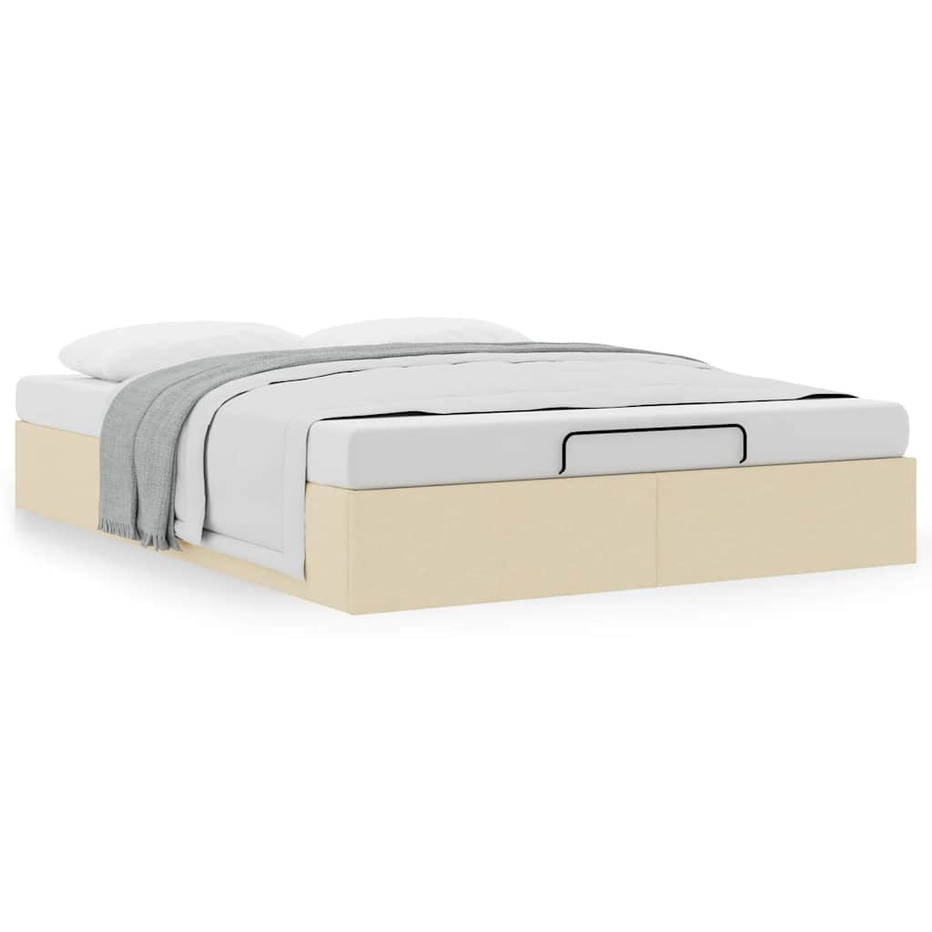 Cadre de lit ottoman sans matelas crème 140x190 cm tissu - XIOS