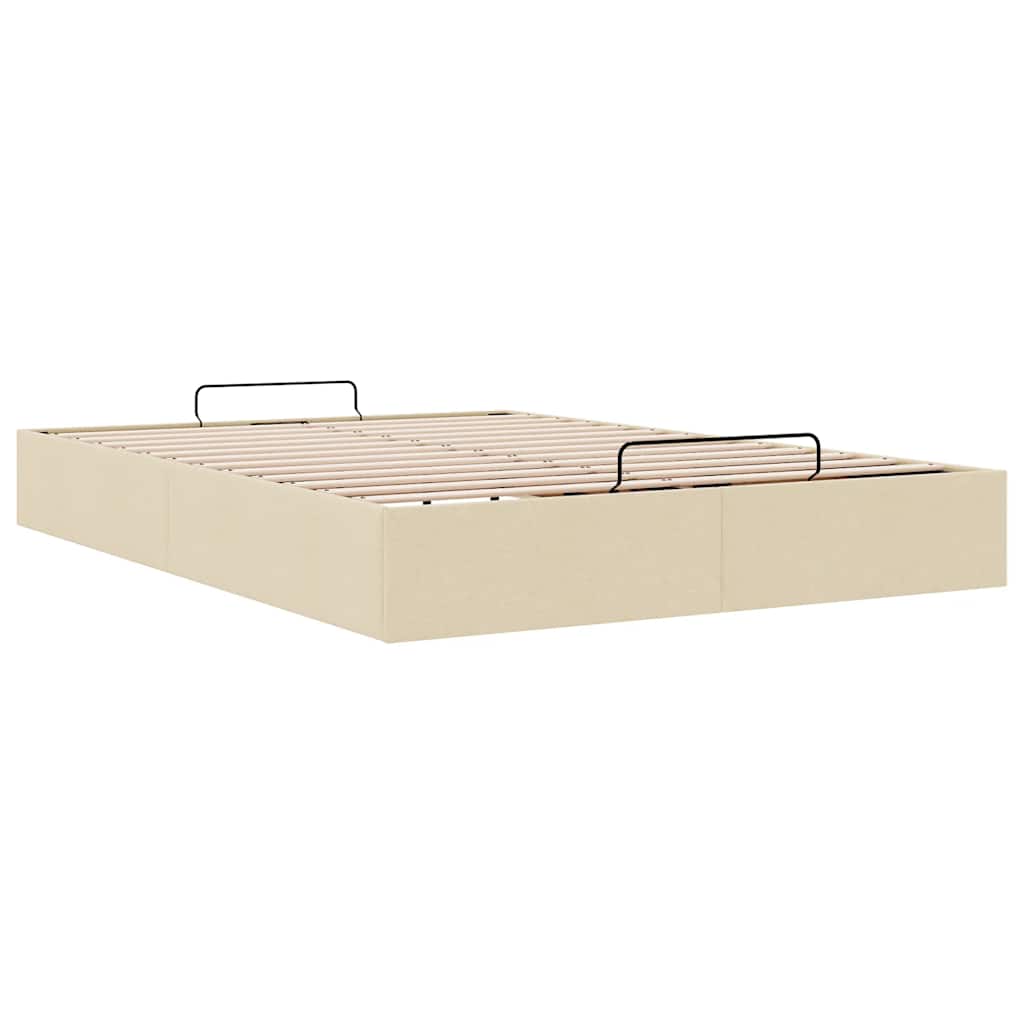 Cadre de lit ottoman sans matelas crème 140x190 cm tissu - XIOS