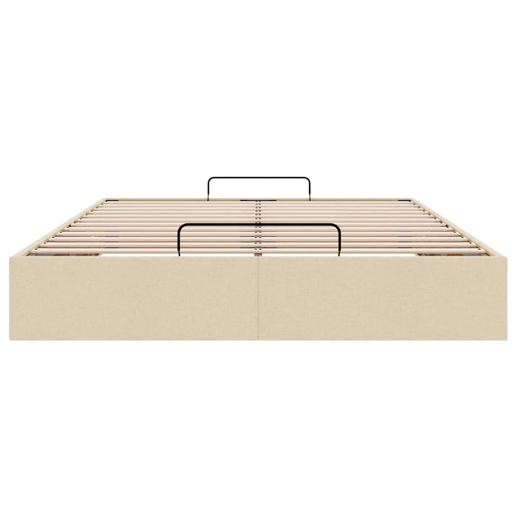 Cadre de lit ottoman sans matelas crème 140x190 cm tissu - XIOS