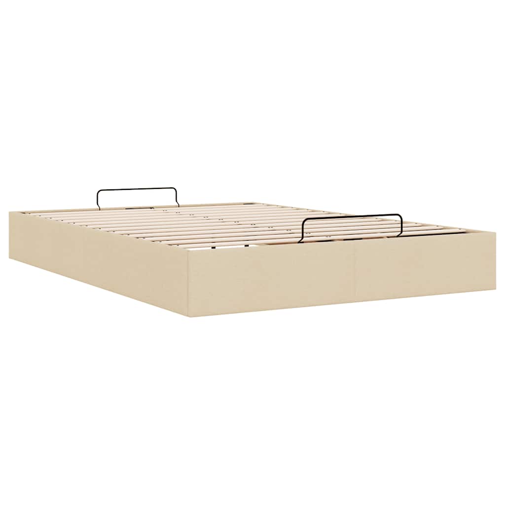 Cadre de lit ottoman sans matelas crème 140x190 cm tissu - XIOS
