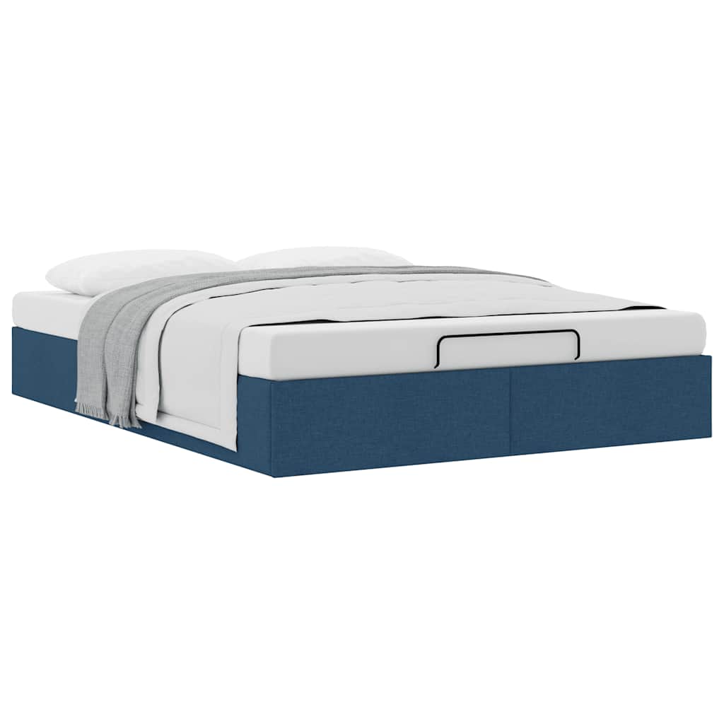 Cadre de lit ottoman sans matelas bleu 140x190 cm tissu - XIOS