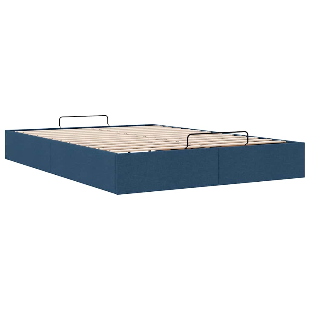 Cadre de lit ottoman sans matelas bleu 140x190 cm tissu - XIOS
