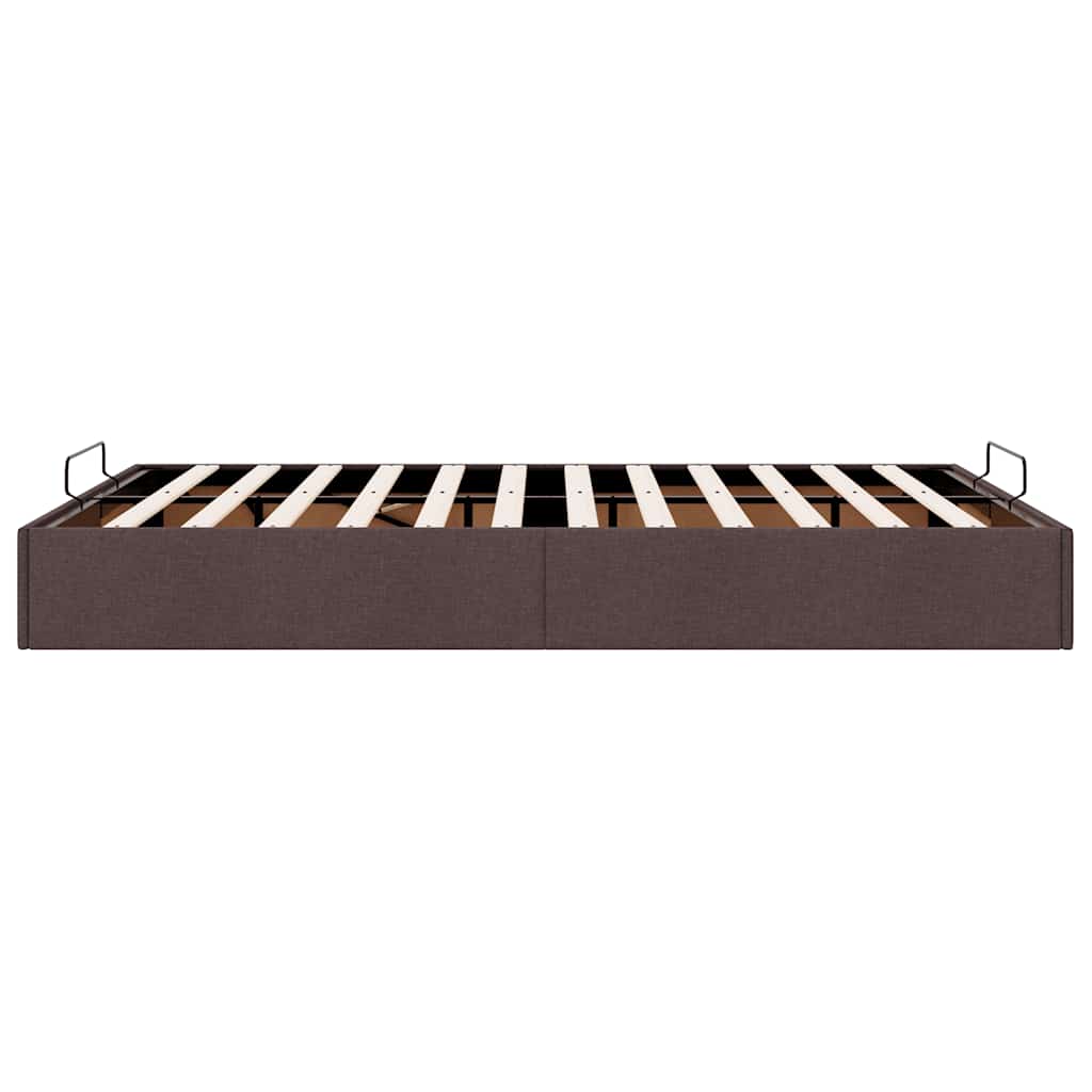 Cadre de lit ottoman sans matelas marron foncé 140x200 cm tissu