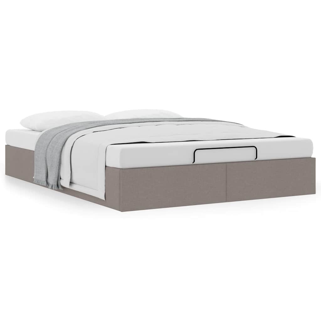 Cadre de lit ottoman sans matelas taupe 140x200 cm tissu - XIOS