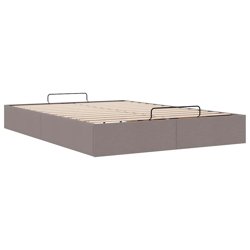 Cadre de lit ottoman sans matelas taupe 140x200 cm tissu - XIOS