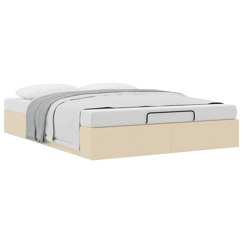 Cadre de lit ottoman sans matelas crème 140x200 cm tissu - XIOS