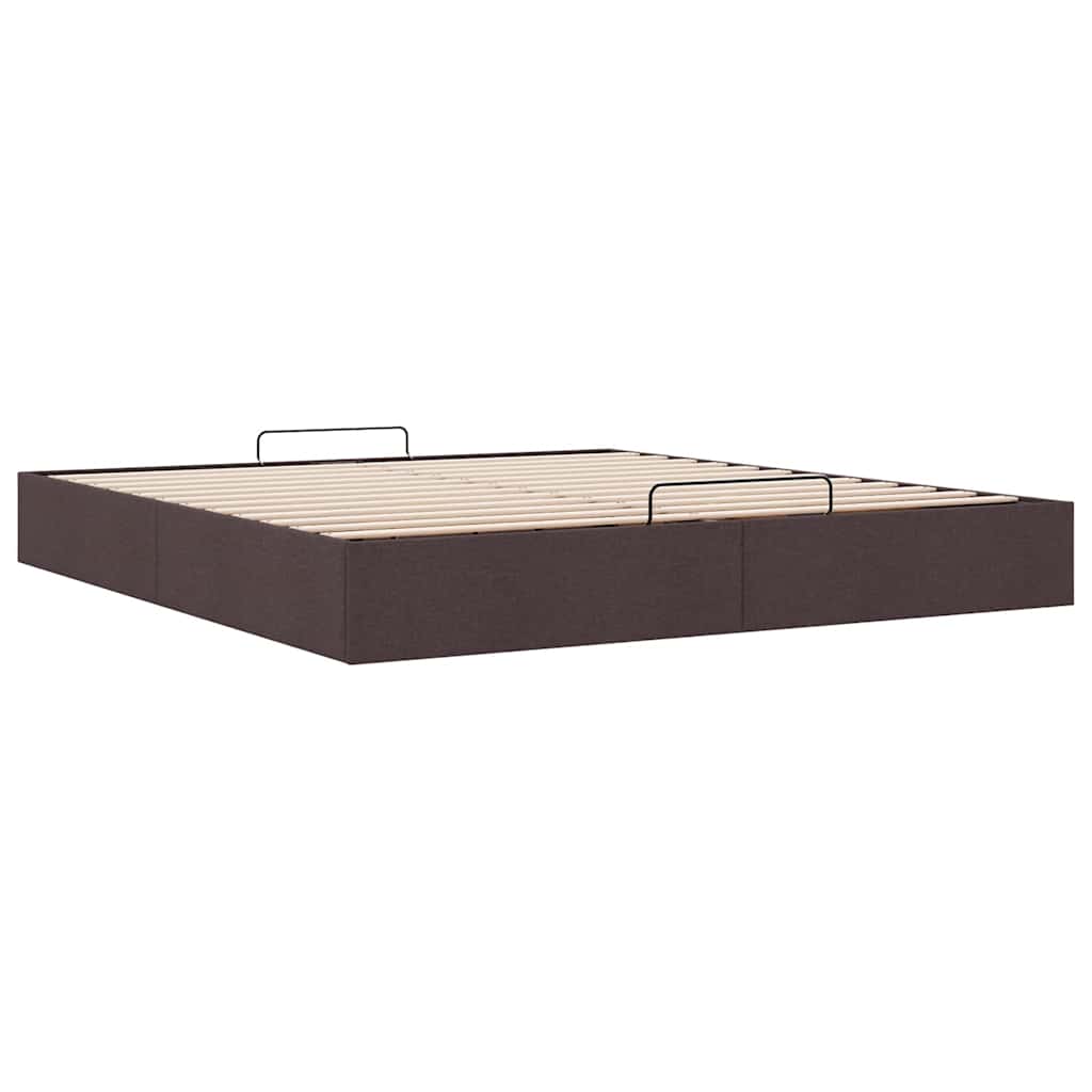 Cadre de lit ottoman sans matelas marron foncé 160x200 cm tissu