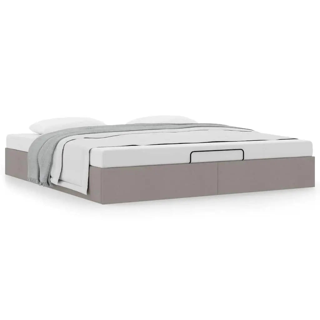 Cadre de lit ottoman sans matelas taupe 160x200 cm tissu - XIOS
