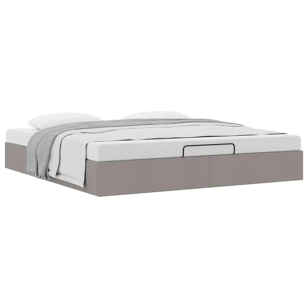 Cadre de lit ottoman sans matelas taupe 160x200 cm tissu - XIOS