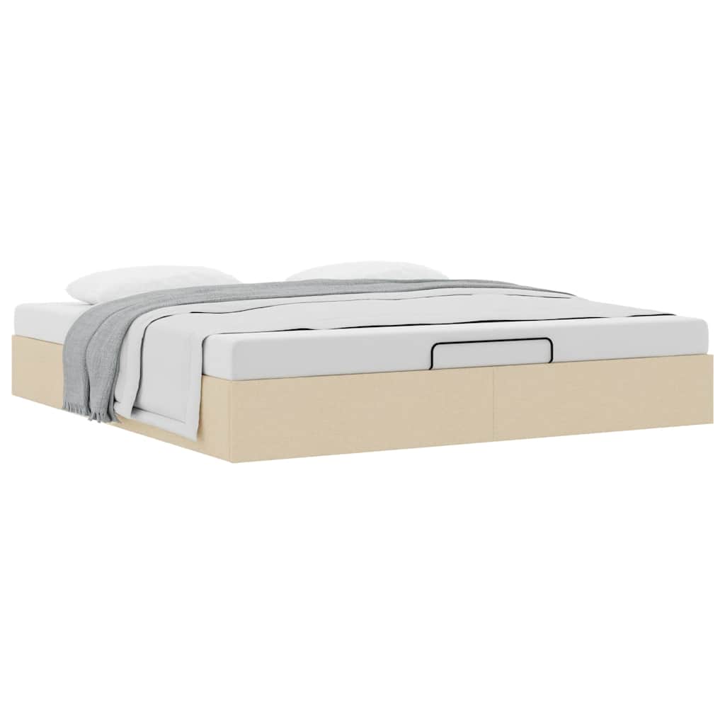 Cadre de lit ottoman sans matelas crème 160x200 cm tissu - XIOS
