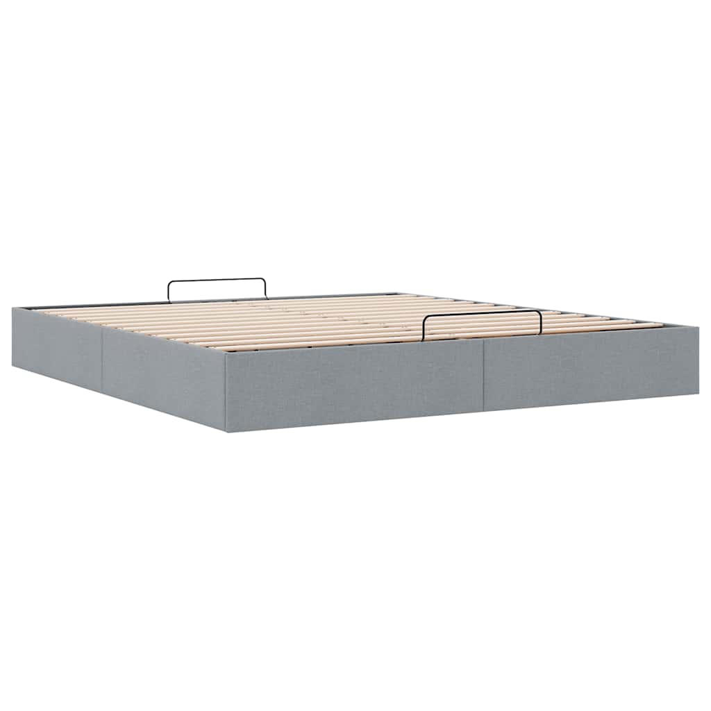 Cadre de lit ottoman sans matelas gris clair 180x200 cm tissu - XIOS
