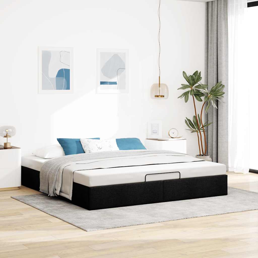 Cadre de lit ottoman sans matelas noir 180x200 cm tissu - XIOS