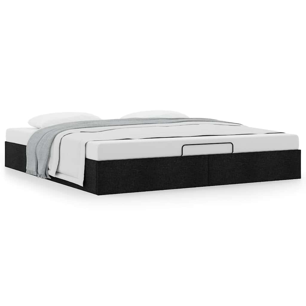 Cadre de lit ottoman sans matelas noir 180x200 cm tissu - XIOS