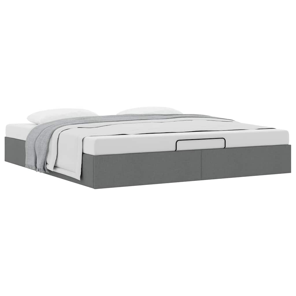 Cadre de lit ottoman sans matelas gris foncé 200x200 cm tissu - XIOS