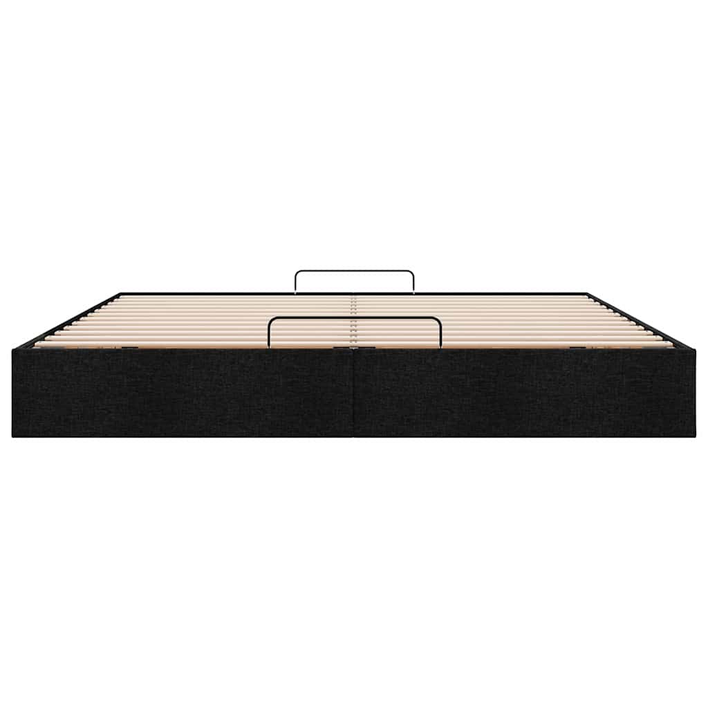 Cadre de lit ottoman sans matelas noir 200x200 cm tissu - XIOS
