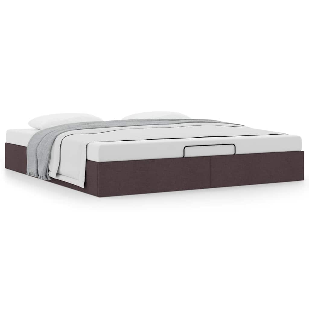 Cadre de lit ottoman sans matelas marron foncé 200x200 cm tissu - XIOS