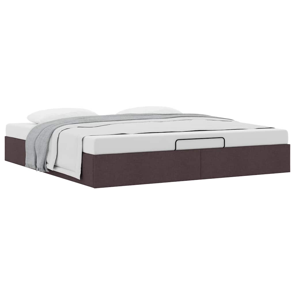 Cadre de lit ottoman sans matelas marron foncé 200x200 cm tissu - XIOS