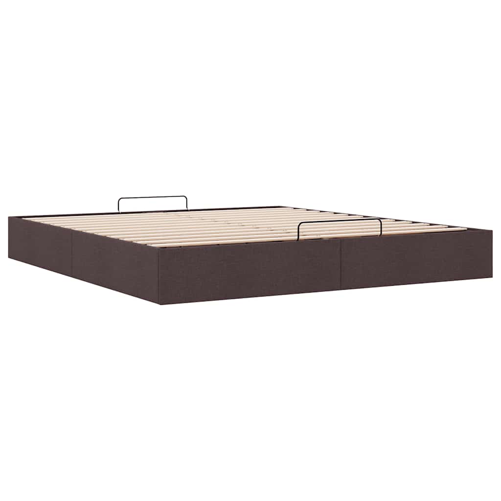 Cadre de lit ottoman sans matelas marron foncé 200x200 cm tissu - XIOS