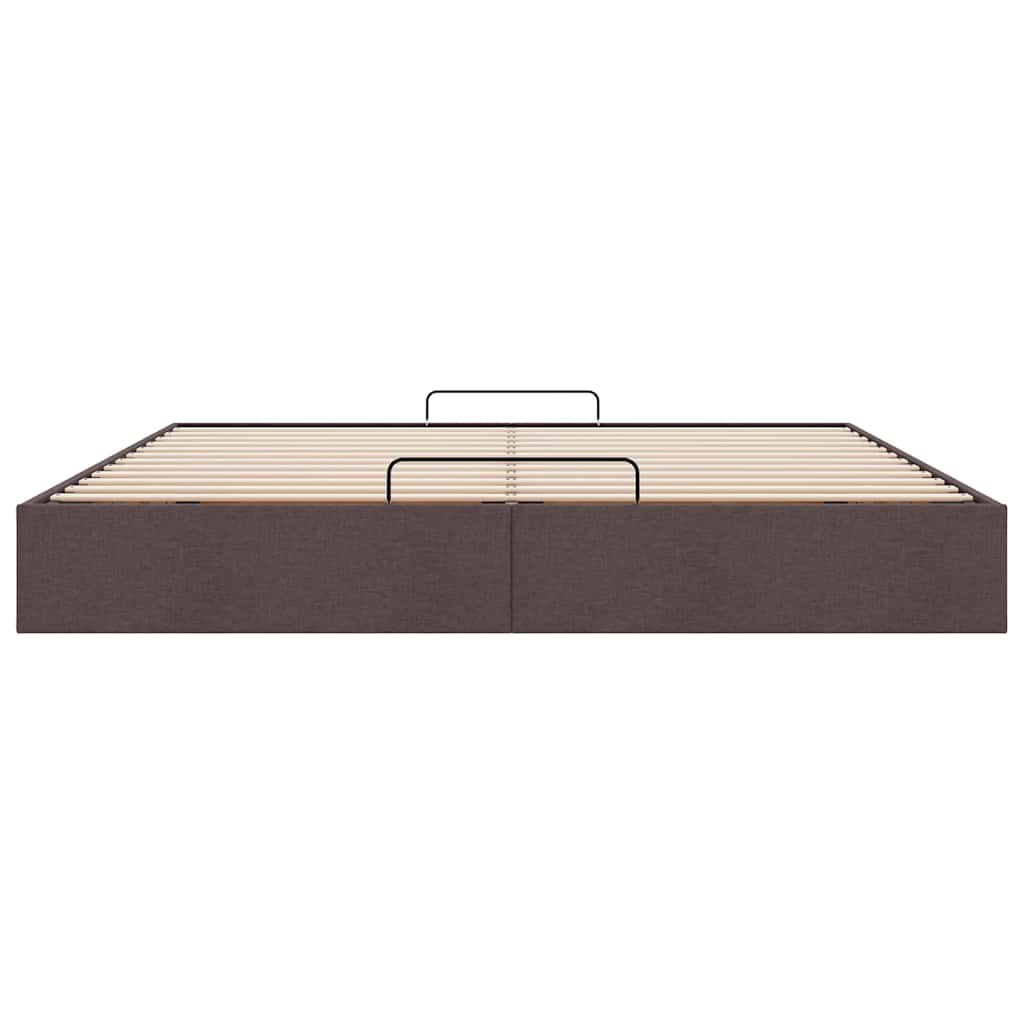 Cadre de lit ottoman sans matelas marron foncé 200x200 cm tissu - XIOS