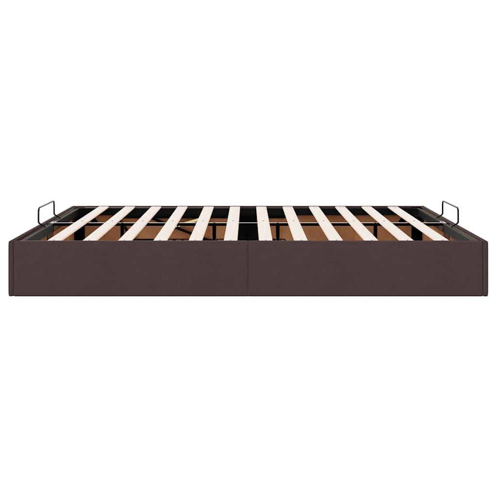 Cadre de lit ottoman sans matelas marron foncé 200x200 cm tissu - XIOS