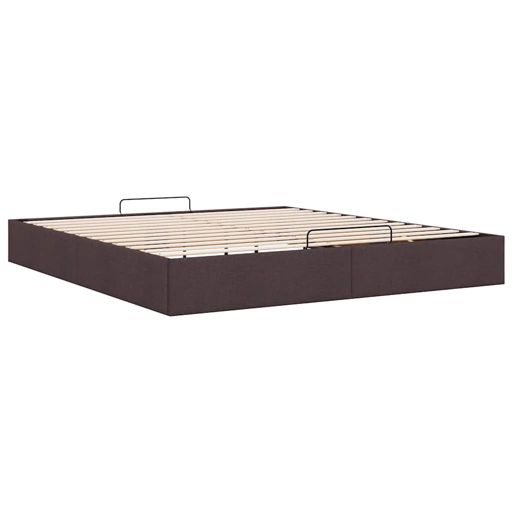 Cadre de lit ottoman sans matelas marron foncé 200x200 cm tissu - XIOS