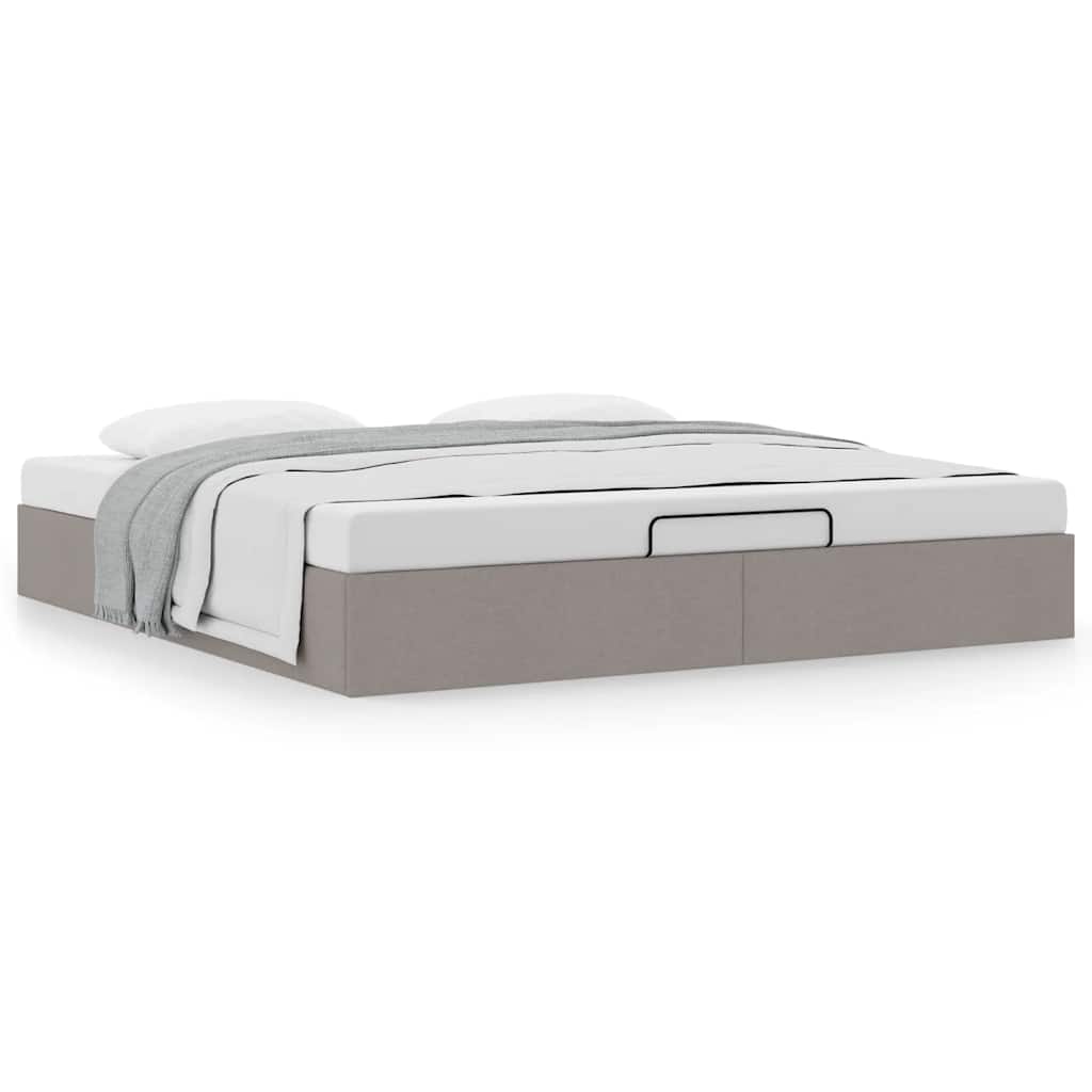 Cadre de lit ottoman sans matelas taupe 200x200 cm tissu - XIOS