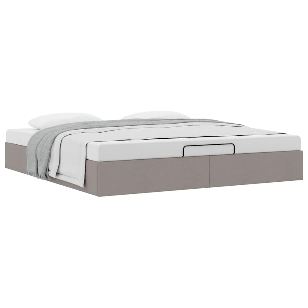 Cadre de lit ottoman sans matelas taupe 200x200 cm tissu - XIOS