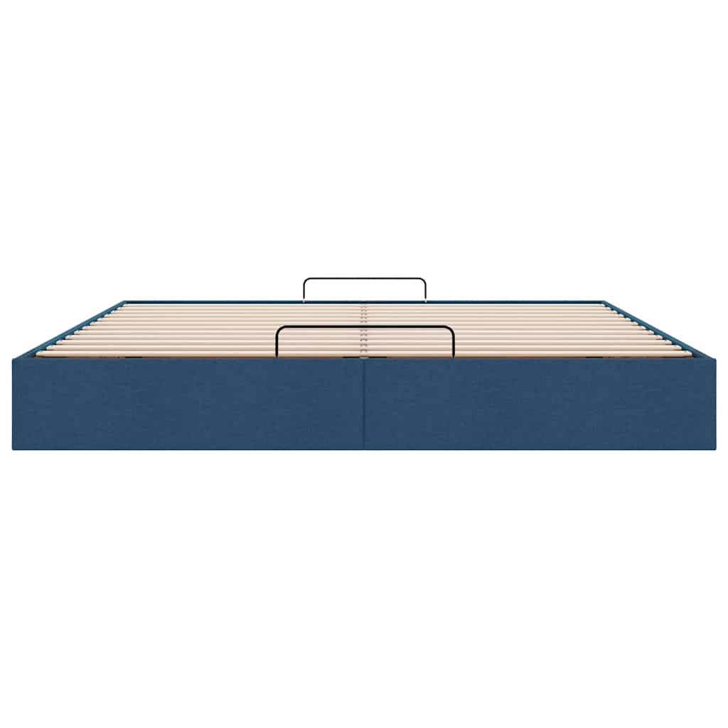 Cadre de lit ottoman sans matelas bleu 200x200 cm tissu - XIOS
