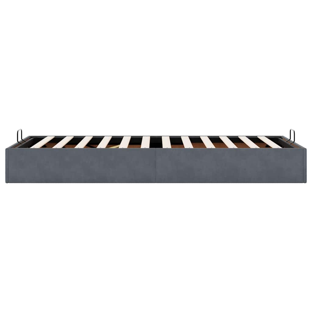 Cadre de lit ottoman sans matelas gris foncé 80x200 cm velours - XIOS