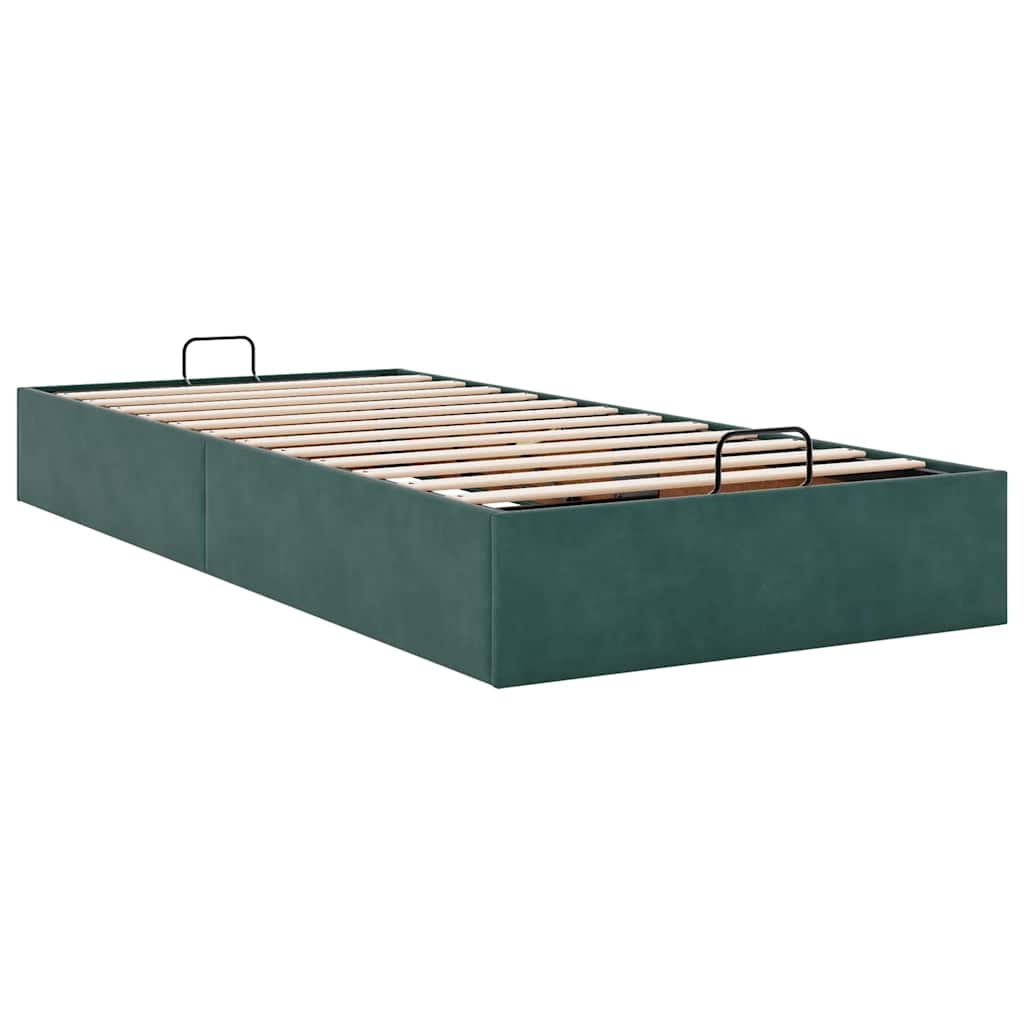 Cadre de lit ottoman sans matelas vert foncé 80x200 cm velours - XIOS